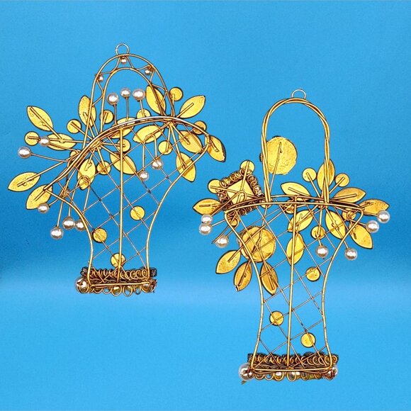 Katherine’s Collections Rhinestone Flower Basket Ornaments • Set of 2 • Vintage - Picture 10 of 10